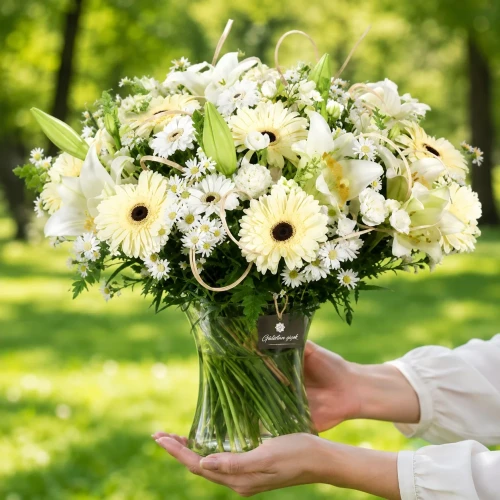 Gemischte weiße Blumen in der Vase